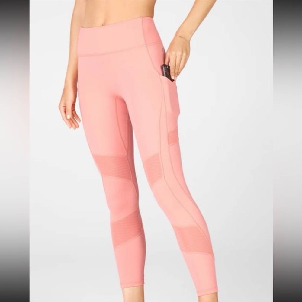 Fabletics Motion 365 Pink Coral Motto Leggings